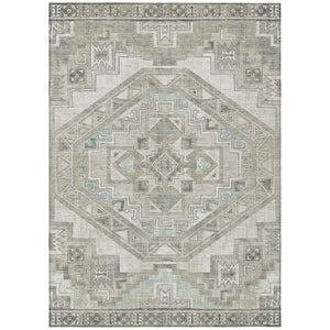 HomeRoots 5x8 Ivory Pewter Southwestern Polyester Rug Stain Resistant for Patio or Living Room 741688