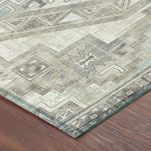 5x8 Ivory Pewter Southwestern Polyester Rug Stain Resistant for Patio or Living Room