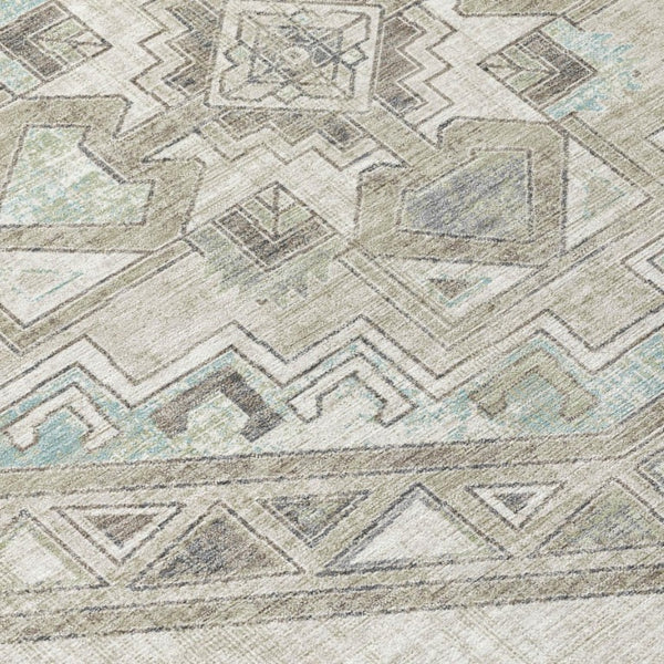 8 Ft Round Southwestern Geometric Polyester Rug Stain Resistant Indoor Outdoor