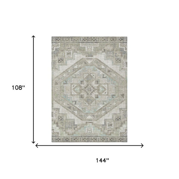 9 X 12 Southwestern Polyester Area Rug Washable Stain Resistant Indoor Outdoor