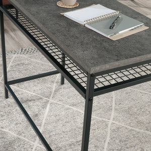 English Elm Writing Desk with 1" Thick Top and Lower Shelf, Gray Engineered Wood, Metal Frame, 40x18 Surface B356P367967