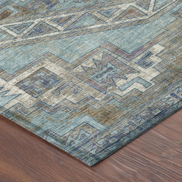 5 X 8 Southwestern Geometric Polyester Area Rug Washable Stain Resistant Patio