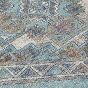 5 X 8 Southwestern Geometric Polyester Area Rug Washable Stain Resistant Patio