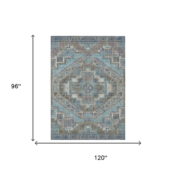 8 X 10 Southwestern Polyester Area Rug Stain Resistant for Patio or Living Room
