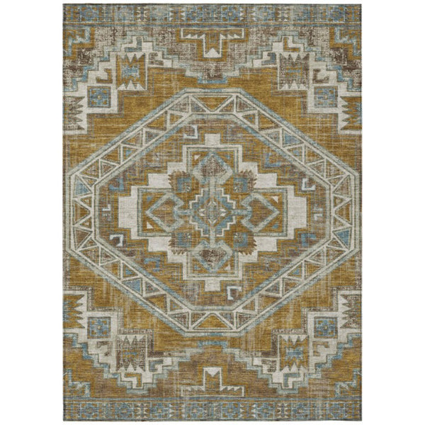 HomeRoots 9 X 12 Southwestern Polyester Area Rug Stain Resistant for Indoor Outdoor Use 741709