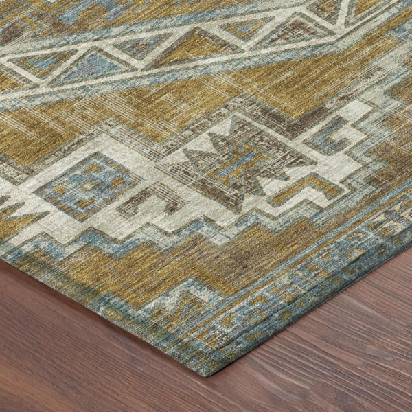 9 X 12 Southwestern Polyester Area Rug Stain Resistant for Indoor Outdoor Use
