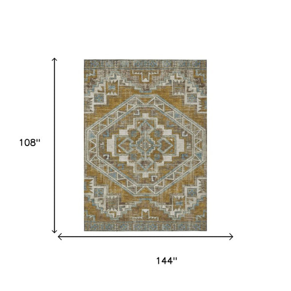 9 X 12 Southwestern Polyester Area Rug Stain Resistant for Indoor Outdoor Use