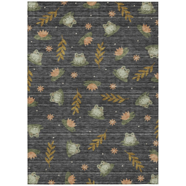 HomeRoots 10 Ft X 14 Ft Botanical Leaf Polyester Area Rug Washable Stain Resistant Indoor Outdoor 741716
