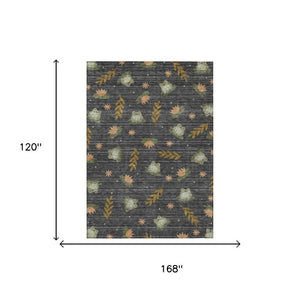 10 Ft X 14 Ft Botanical Leaf Polyester Area Rug Washable Stain Resistant Indoor Outdoor