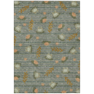 HomeRoots 9 X 12 Botanical Leaf Polyester Indoor Outdoor Rug Stain Resistant for Patio 741721