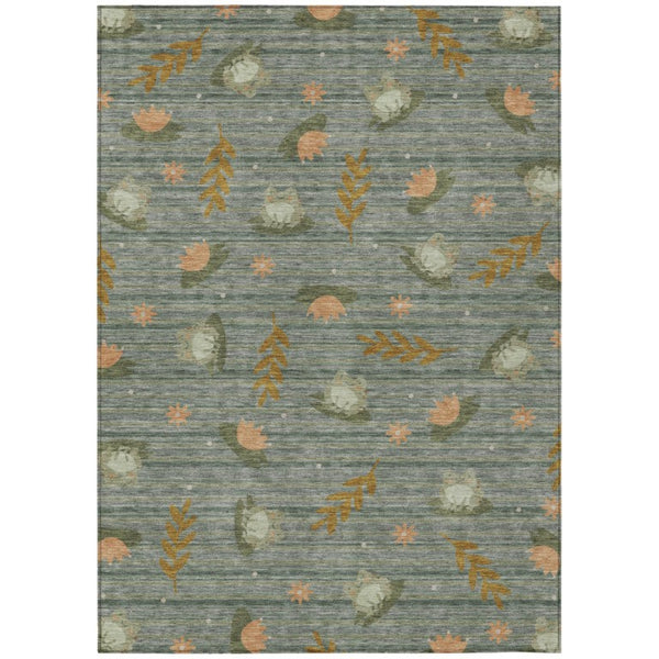 HomeRoots 9 X 12 Botanical Leaf Polyester Indoor Outdoor Rug Stain Resistant for Patio 741721