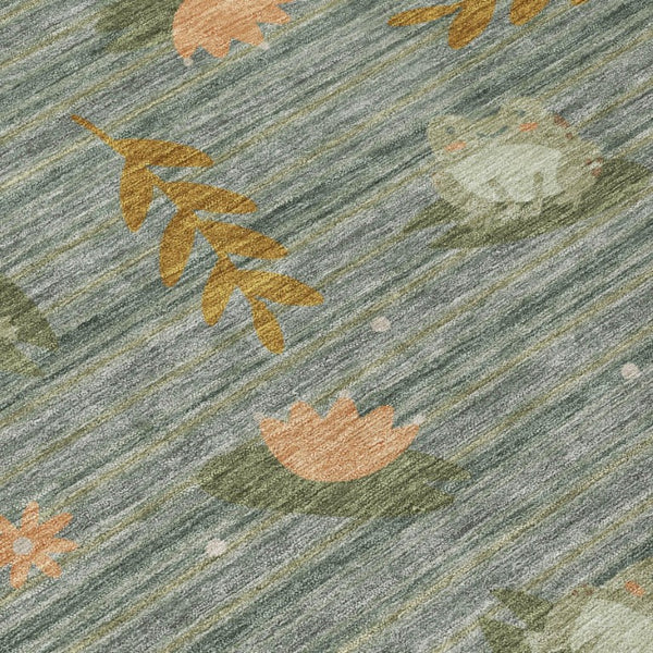 9 X 12 Botanical Leaf Polyester Indoor Outdoor Rug Stain Resistant for Patio