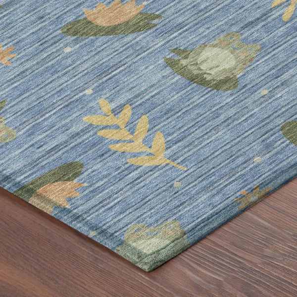 8 Ft Round Botanical Leaf Polyester Area Rug for Patio Porch Kitchen and Family Rooms