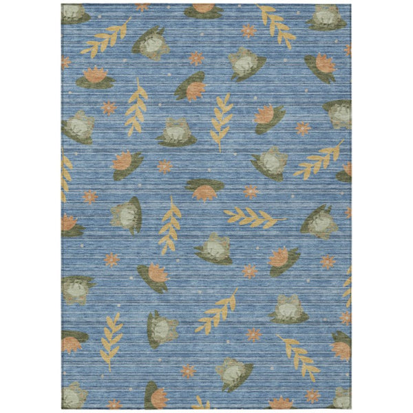 HomeRoots 10 X 14 Botanical Leaf Polyester Area Rug Washable Stain Resistant Indoor Outdoor Use 741728