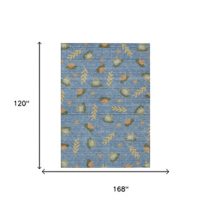 10 X 14 Botanical Leaf Polyester Area Rug Washable Stain Resistant Indoor Outdoor Use