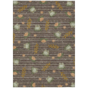 HomeRoots 9 X 12 Botanical Leaf Polyester Area Rug Washable Stain Resistant Patio Living 741733