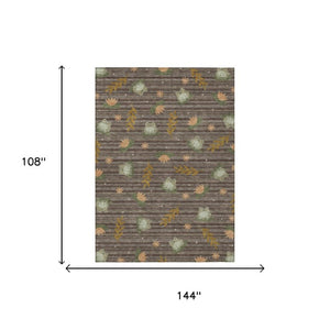 9 X 12 Botanical Leaf Polyester Area Rug Washable Stain Resistant Patio Living
