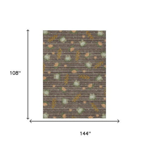 9 X 12 Botanical Leaf Polyester Area Rug Washable Stain Resistant Patio Living