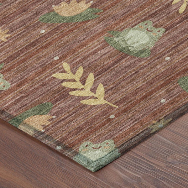 5x8 Botanical Leaf Polyester Area Rug Stain Resistant Washable Patio Living Room