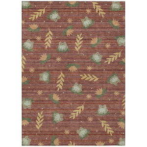 HomeRoots 9 X 12 Botanical Leaf Polyester Area Rug Stain Resistant for Patio or Living Room 741739