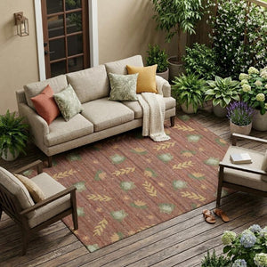 10 Ft X 14 Ft Botanical Leaf Polyester Area Rug Stain Resistant for Patio or Living Room
