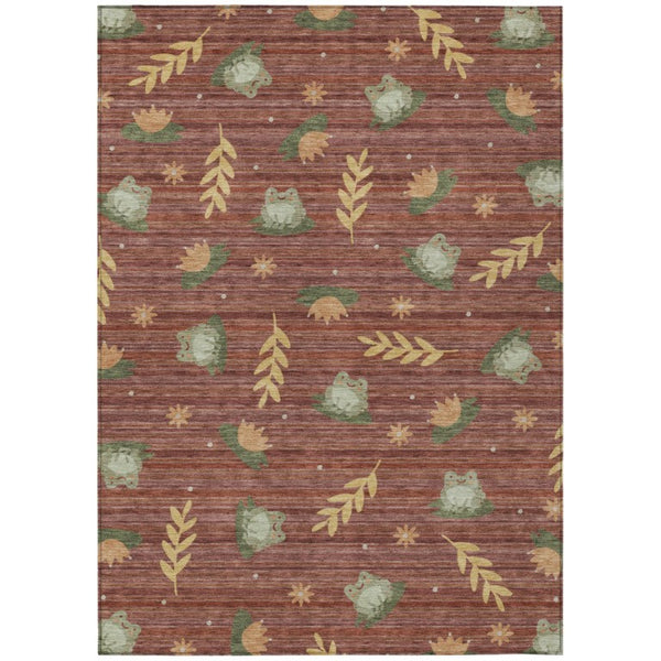 HomeRoots 10 Ft X 14 Ft Botanical Leaf Polyester Area Rug Stain Resistant for Patio or Living Room 741740