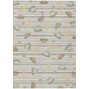 HomeRoots 9 X 12 Ivory Silver Botanical Polyester Area Rug for Indoor Outdoor Living Spaces 741745