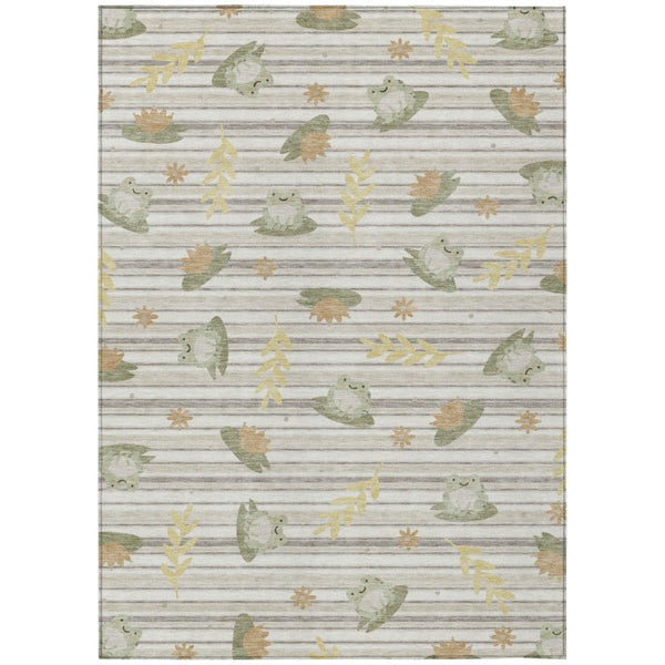 HomeRoots 9 X 12 Ivory Silver Botanical Polyester Area Rug for Indoor Outdoor Living Spaces 741745