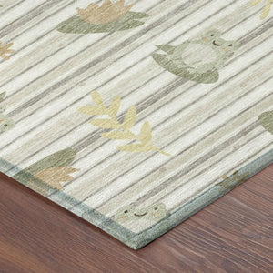 9 X 12 Ivory Silver Botanical Polyester Area Rug for Indoor Outdoor Living Spaces
