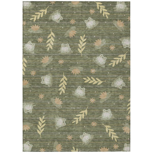 HomeRoots 8 X 10 Botanical Leaf Polyester Area Rug Stain Resistant Washable Patio Porch 741756