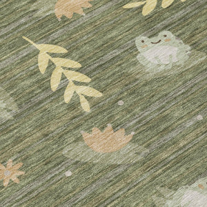 8 X 10 Botanical Leaf Polyester Area Rug Stain Resistant Washable Patio Porch