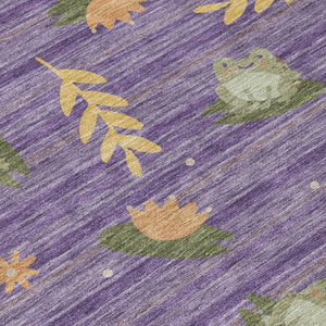 8 Foot Round Botanical Leaf Polyester Area Rug Washable Indoor Outdoor Patio Use