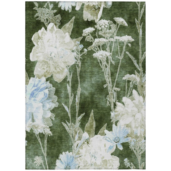 HomeRoots 8 X 10 Floral Polyester Indoor Outdoor Rug Stain Resistant for Patio or Living Room 741782