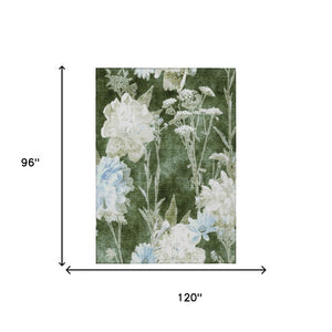 8 X 10 Floral Polyester Indoor Outdoor Rug Stain Resistant for Patio or Living Room