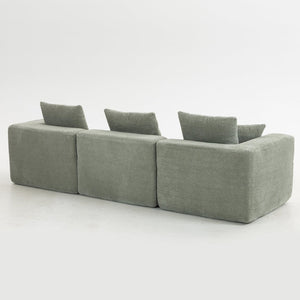 English Elm Modular Low Profile Sectional Sofa Plush Chenille Upholstery for Cozy Living Rooms Light Green W3326S00032