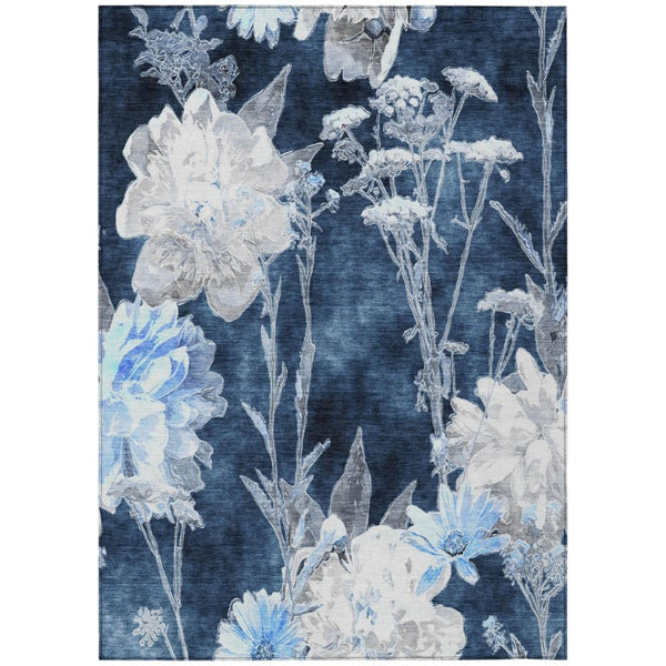 HomeRoots 9x12 Washable Floral Polyester Area Rug for Indoor Outdoor Patio and Living Room 741819