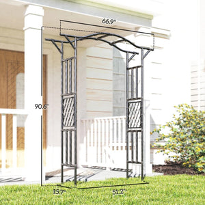 English Elm Outdoor Steel Garden Arch Trellis Matte Black Frame for Climbing Vines and Roses T3971P455885