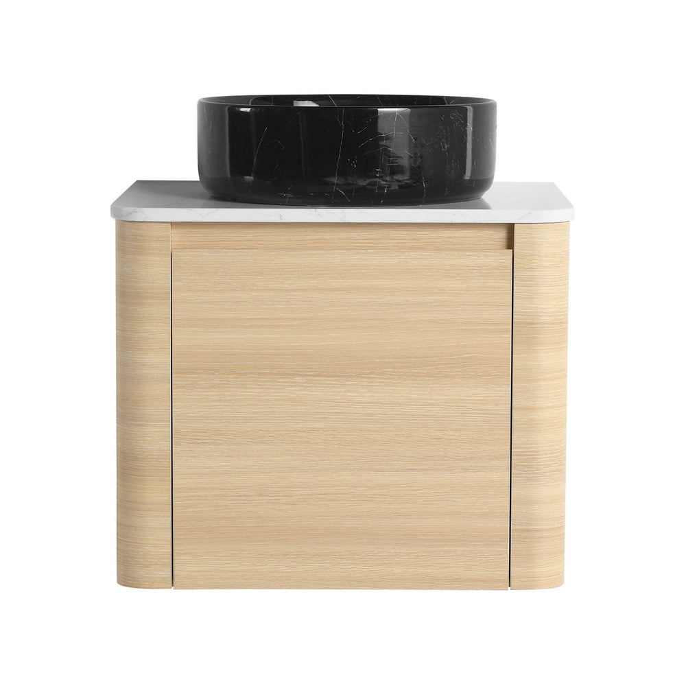 English Elm 24'' Wall-Mounted Bathroom Vanity With Artistic Ceramic Sink, Soft-Close Door & Space-Saving Design W999S00461