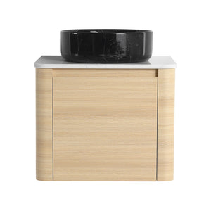English Elm 24'' Wall-Mounted Bathroom Vanity With Artistic Ceramic Sink, Soft-Close Door & Space-Saving Design W999S00461