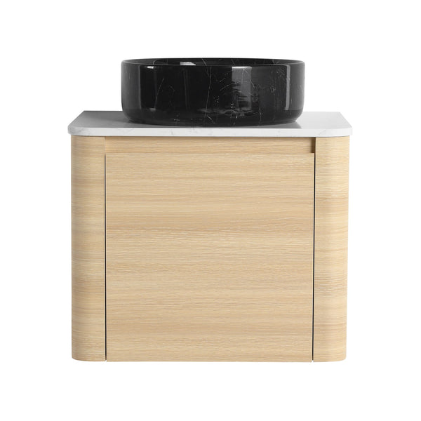 English Elm 24'' Wall-Mounted Bathroom Vanity With Artistic Ceramic Sink, Soft-Close Door & Space-Saving Design W999S00461