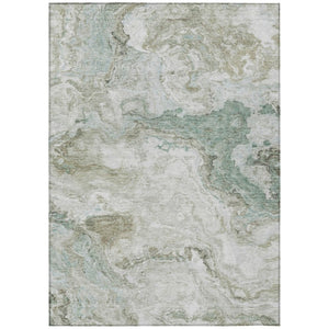 HomeRoots 8x10 Abstract Beige Brown Polyester Area Rug Stain Resistant for Patio or Living Room 741848