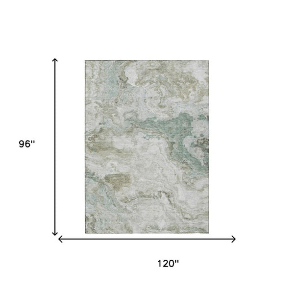 8x10 Abstract Beige Brown Polyester Area Rug Stain Resistant for Patio or Living Room