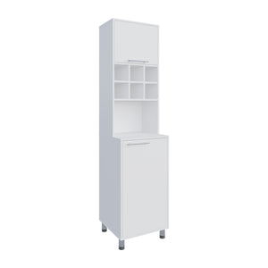 English Elm Kitchen Pantry Modern Engineered Wood Cabinet with 2 Doors, 8 Shelves, 4 Legs for Organized Storage White 46.85 L x 21.65 W x 6.3 H B097P296805