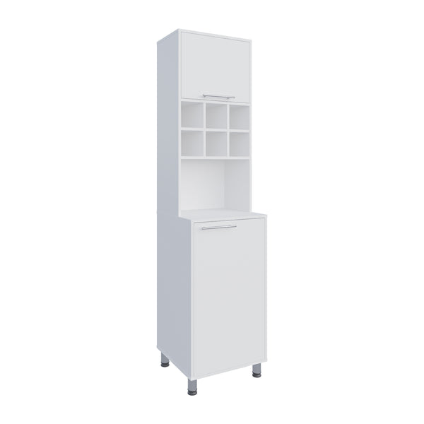 English Elm Kitchen Pantry Modern Engineered Wood Cabinet with 2 Doors, 8 Shelves, 4 Legs for Organized Storage White 46.85 L x 21.65 W x 6.3 H B097P296805