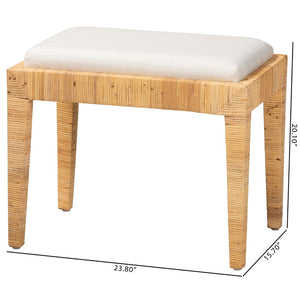 English Elm Bohemian Woven Rattan Round Footstool with Cushion for Living Room Boho Decor B2750P467652