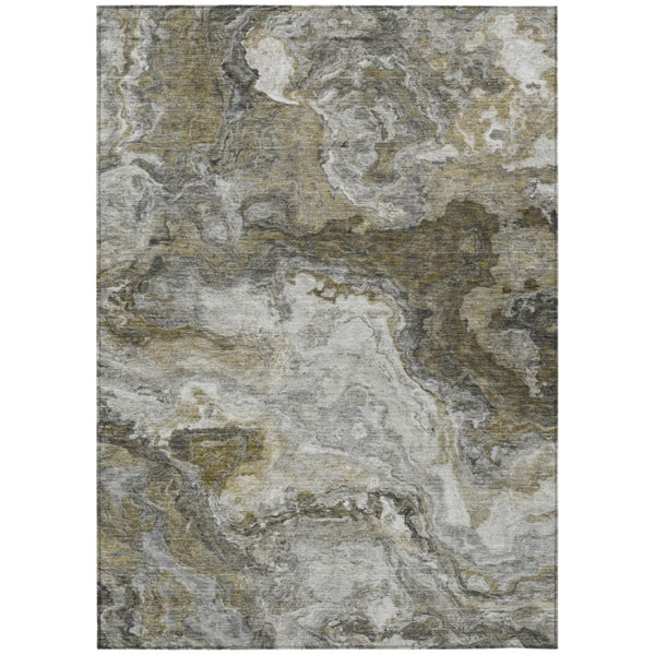 HomeRoots 5 X 8 Abstract Washable Polyester Area Rug for Indoor Outdoor Patio and Living Rooms 741864