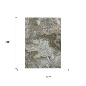 5 X 8 Abstract Washable Polyester Area Rug for Indoor Outdoor Patio and Living Rooms
