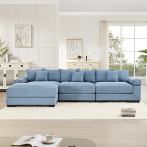 English Elm 130" Oversized Modular L-Shape Sectional Couch - Soft Corduroy, Ergonomic Design, Ottoman & 9 Pillows W714S01351