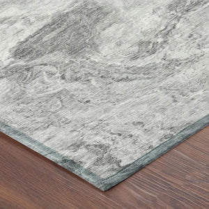 5x8 Gray Silver Abstract Polyester Area Rug Washable for Indoor Outdoor Spaces