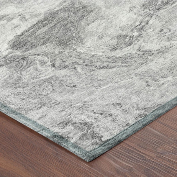 8x10 Gray Silver Abstract Polyester Area Rug Stain Resistant Indoor Outdoor Use